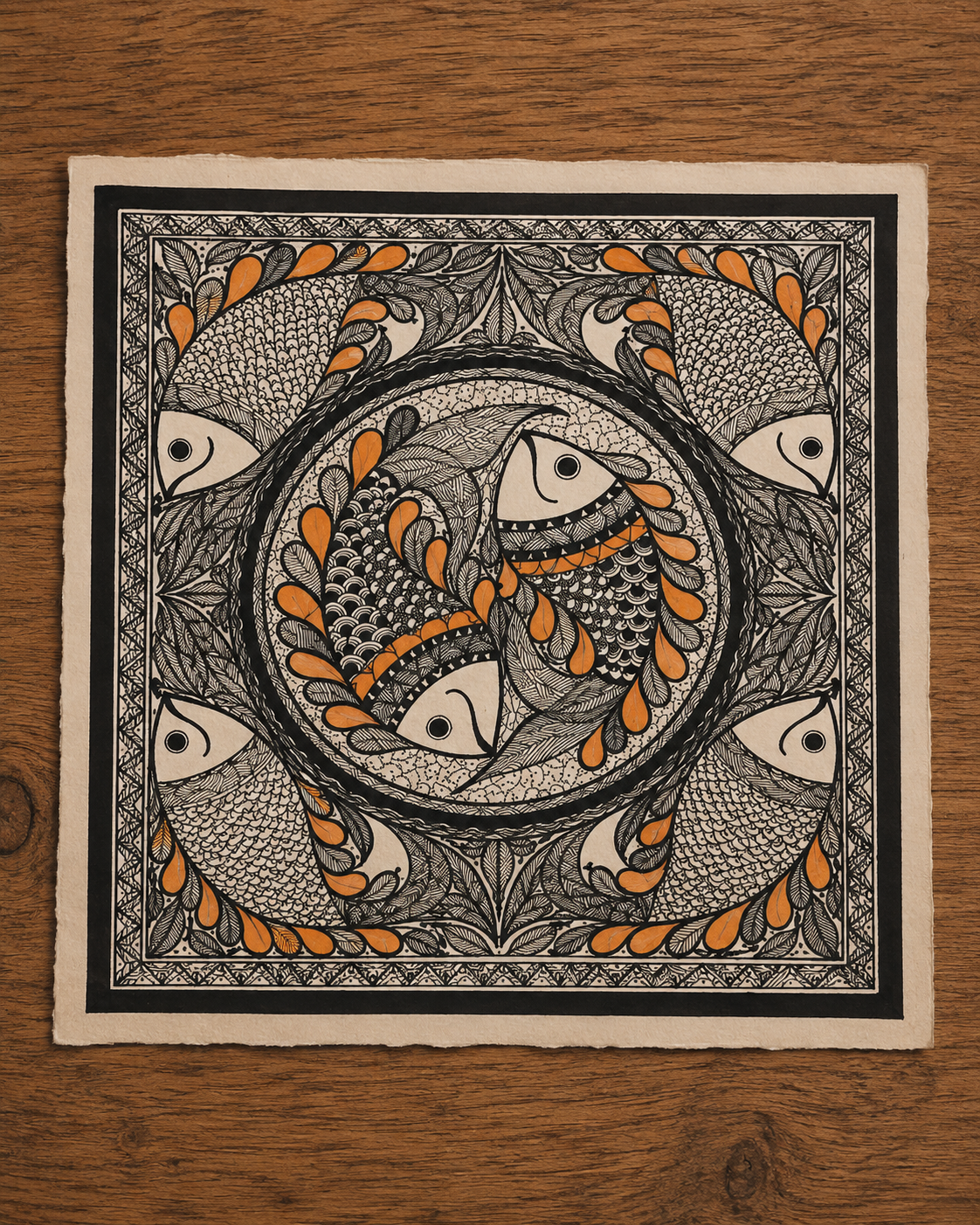 Fish Raas Madhubani Painting (22x15 inch)