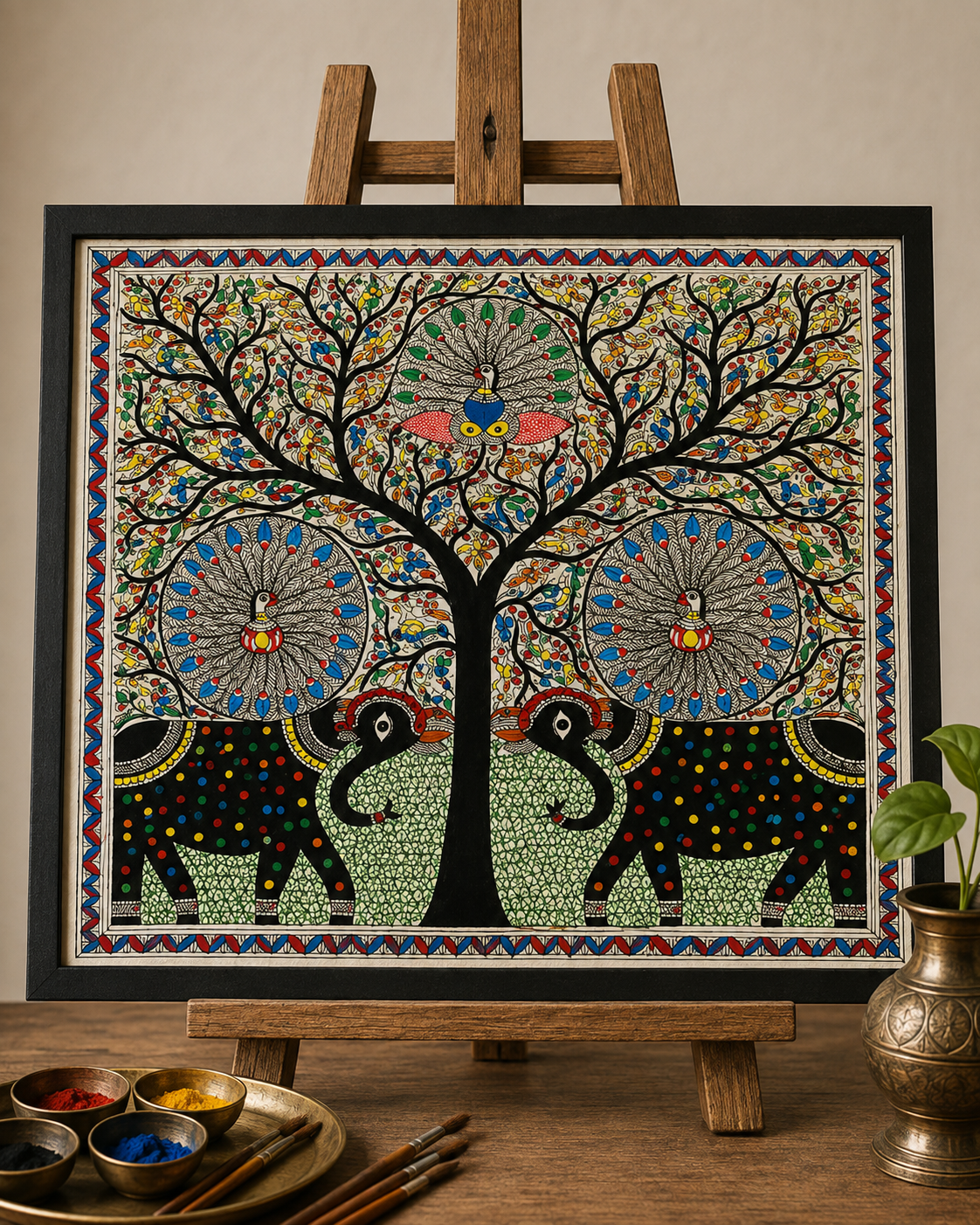 Hand Painted Madhuban Painting (22x30 inch)