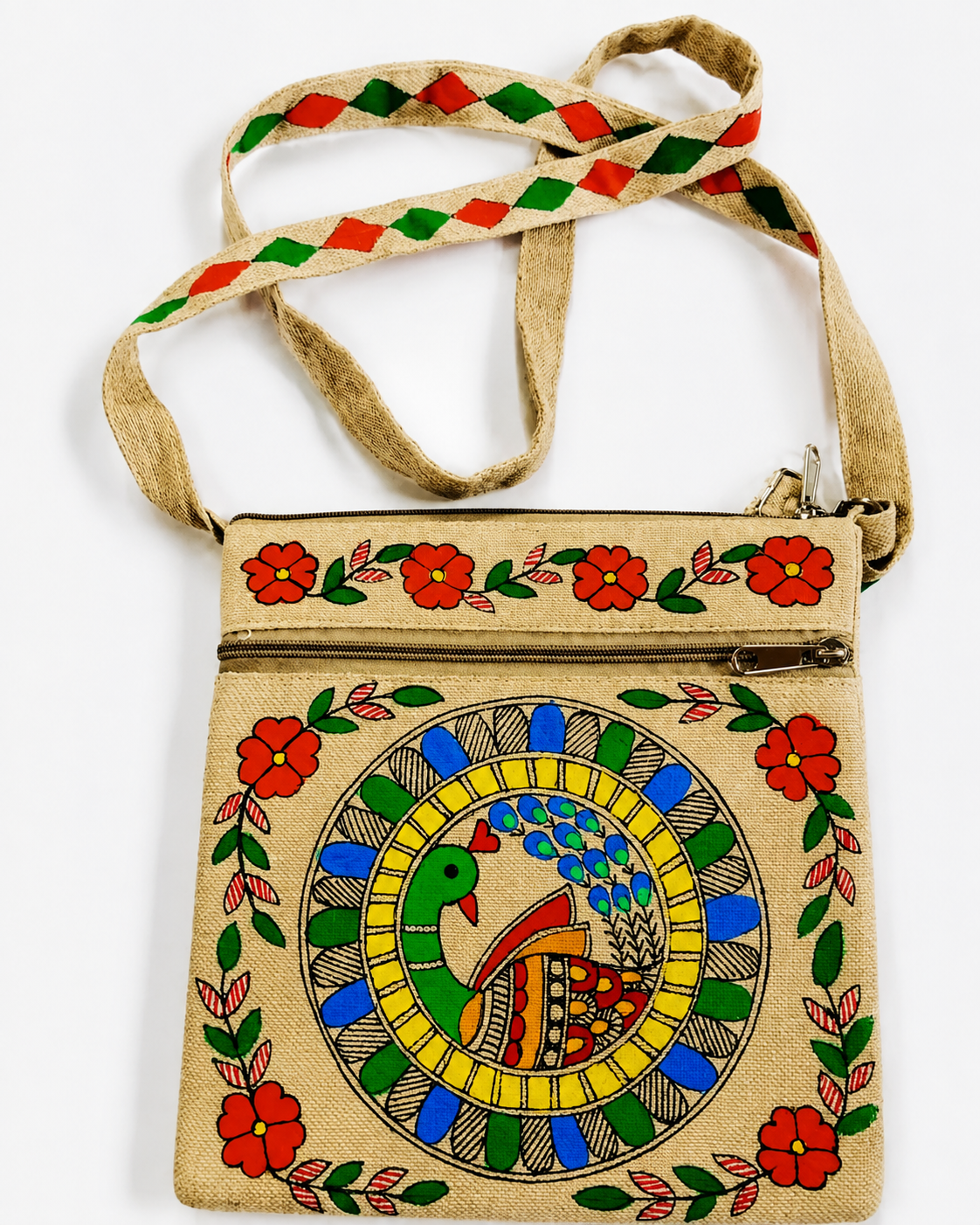 Hand Painted Madhubani Painting Jute Bag